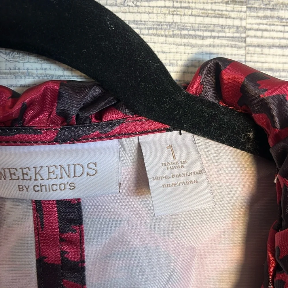Weekends by Chico lightweight jacket Size 1 (Small) Dark Red/Black  Print 533 - Picture 2 of 7